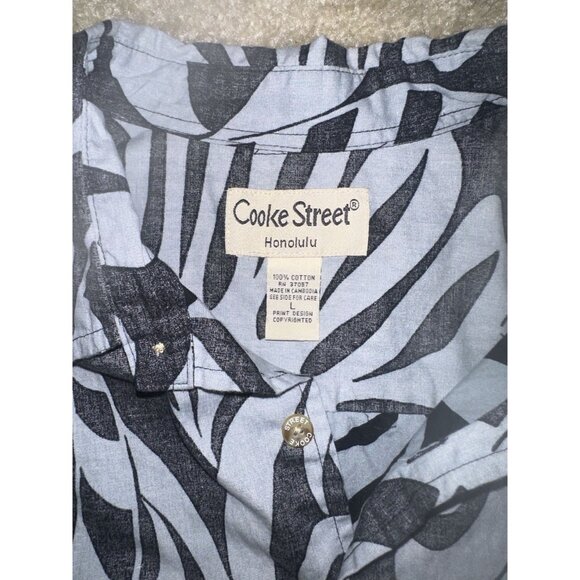 Cooke Street Shirt Mens L Black Gray Hawaiian Aloha Short Sleeve Camp Floral - Picture 2 of 5